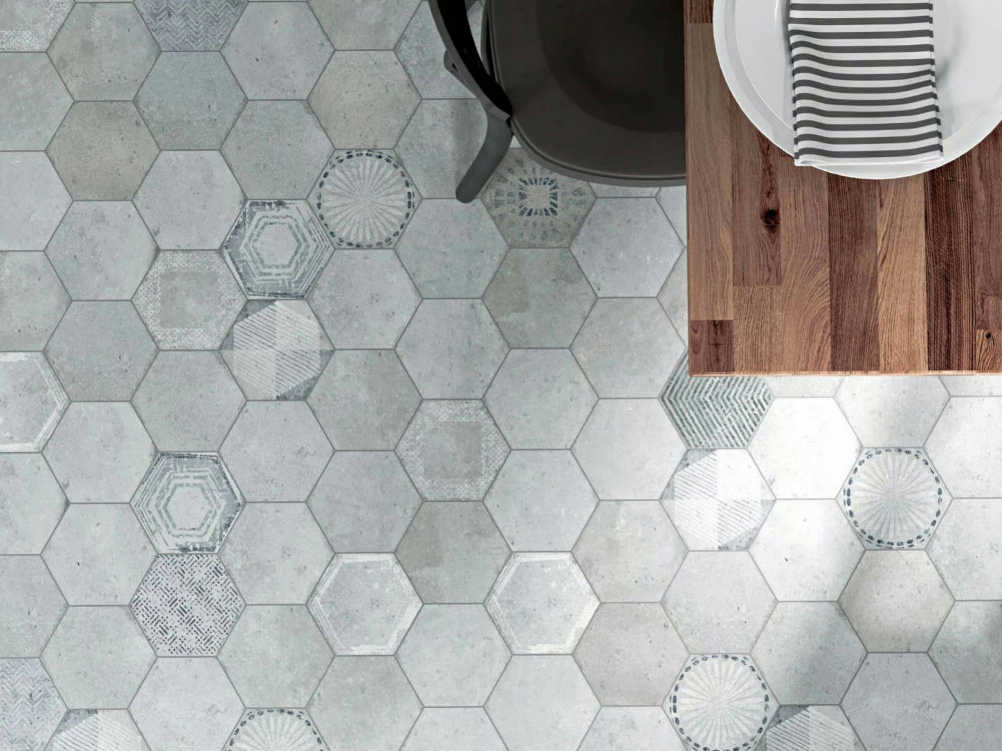 Alma 5.5x6.3” Grey and Grey Decor Hexagon | Aromaz Home