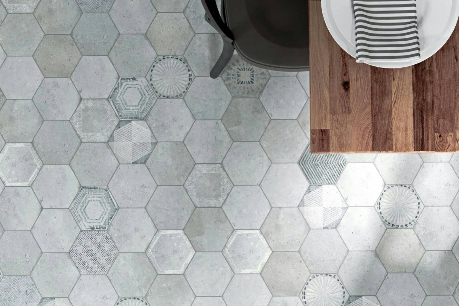 Alma 5.5x6.3” Grey and Grey Decor Hexagon | Aromaz Home