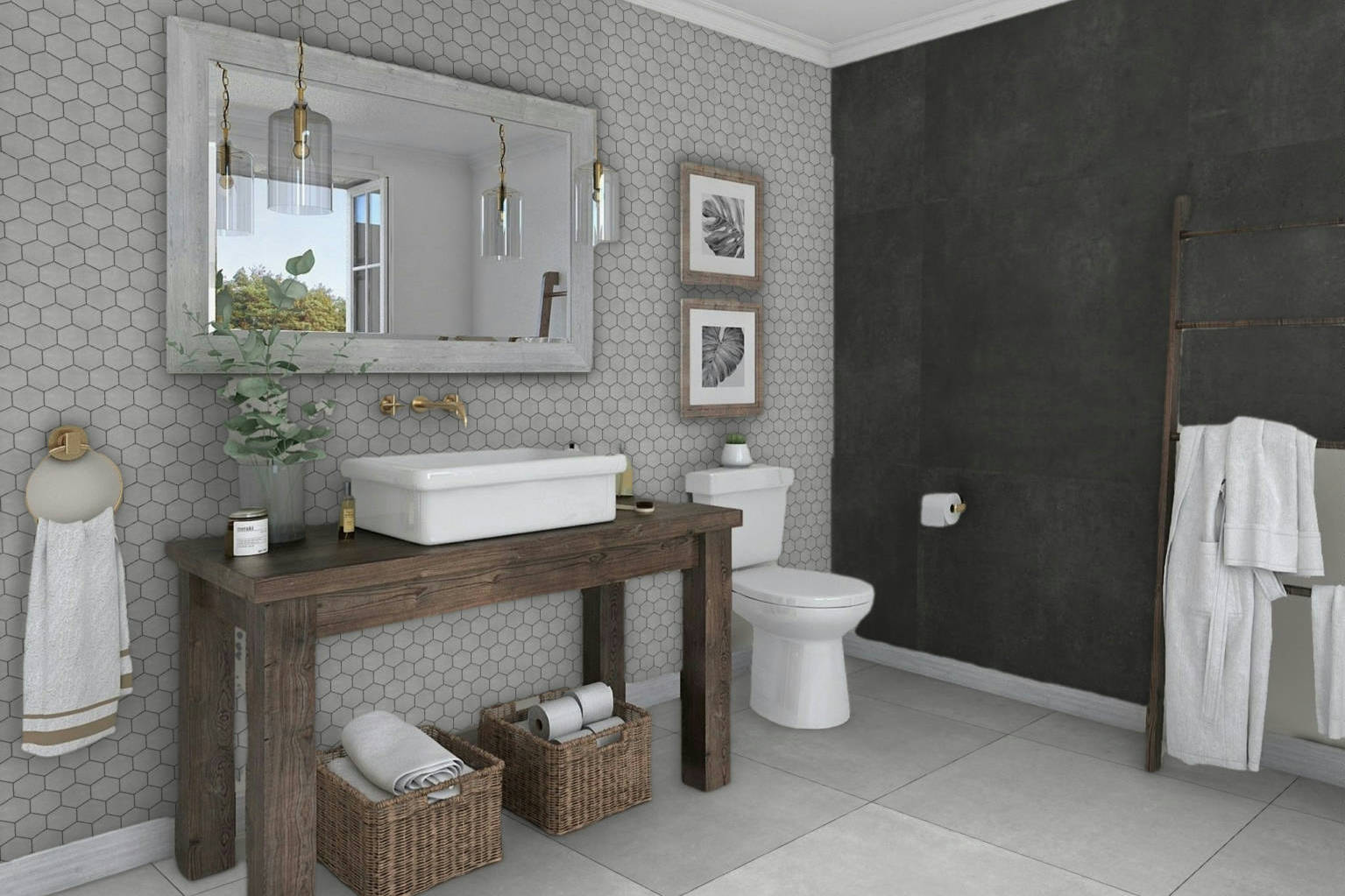 Ashland Grey 36x36 and 3x3 Mosaic | Aromaz Home