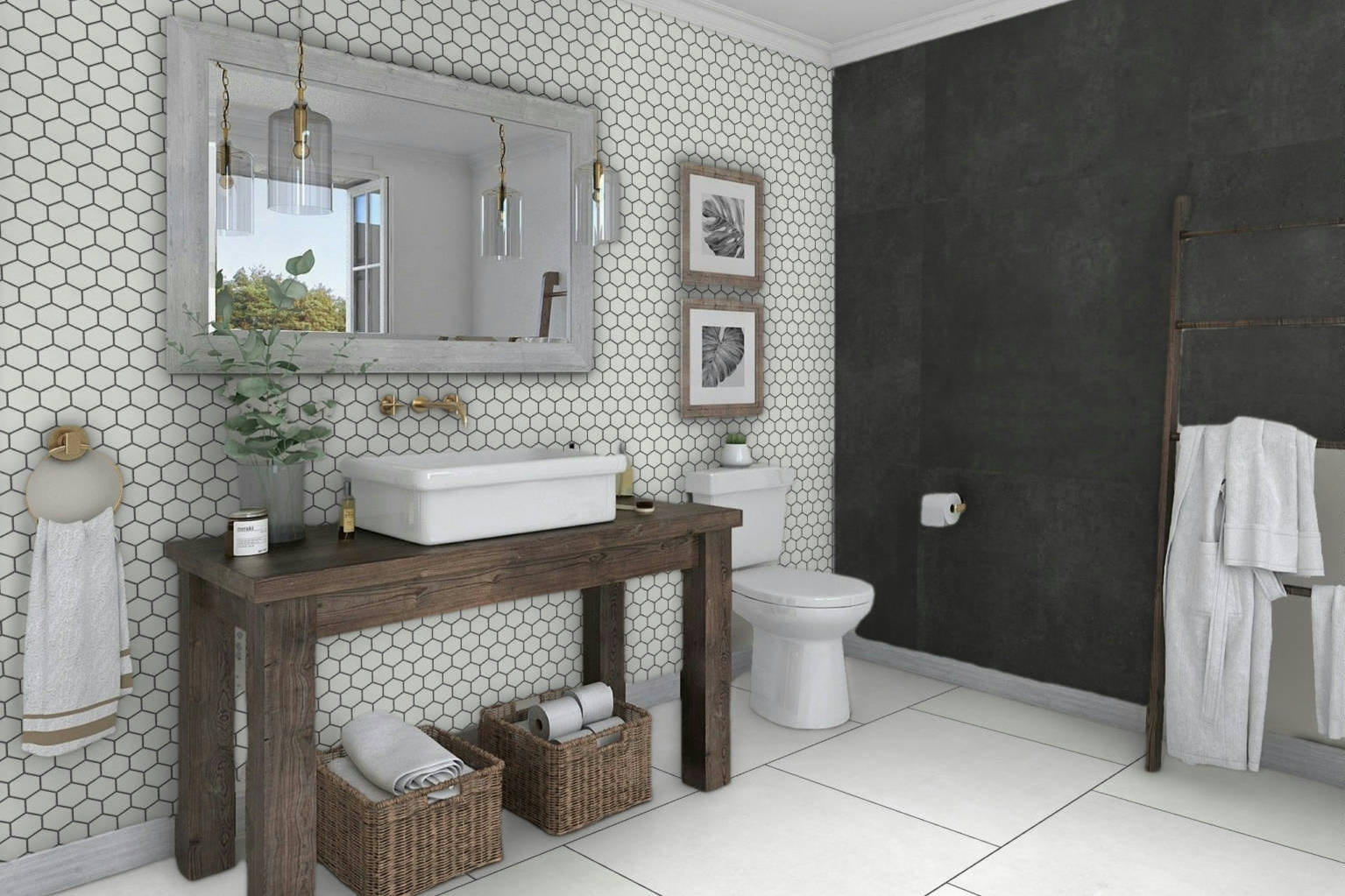 Ashland White 36x36, 3x3 Mosaic, and 48x48 Black | Aromaz Home