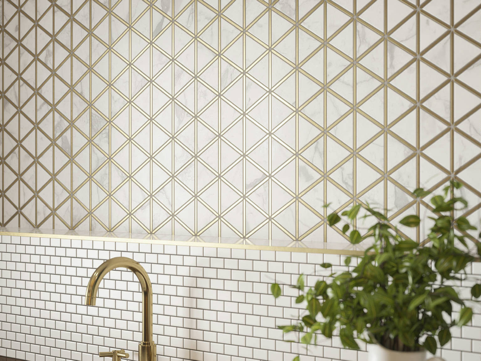 Gilded Triangles Mosaic, Creek Trail Mosaic | Aromaz Home