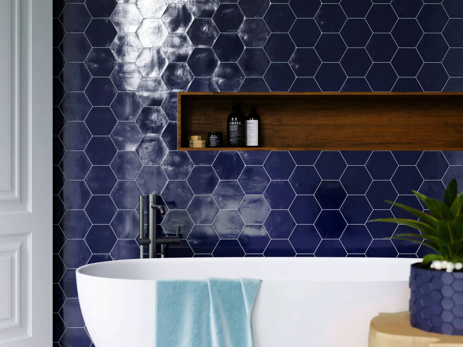 Ronda 5.5X6.3” Cobalt Hexagon | Aromaz Home