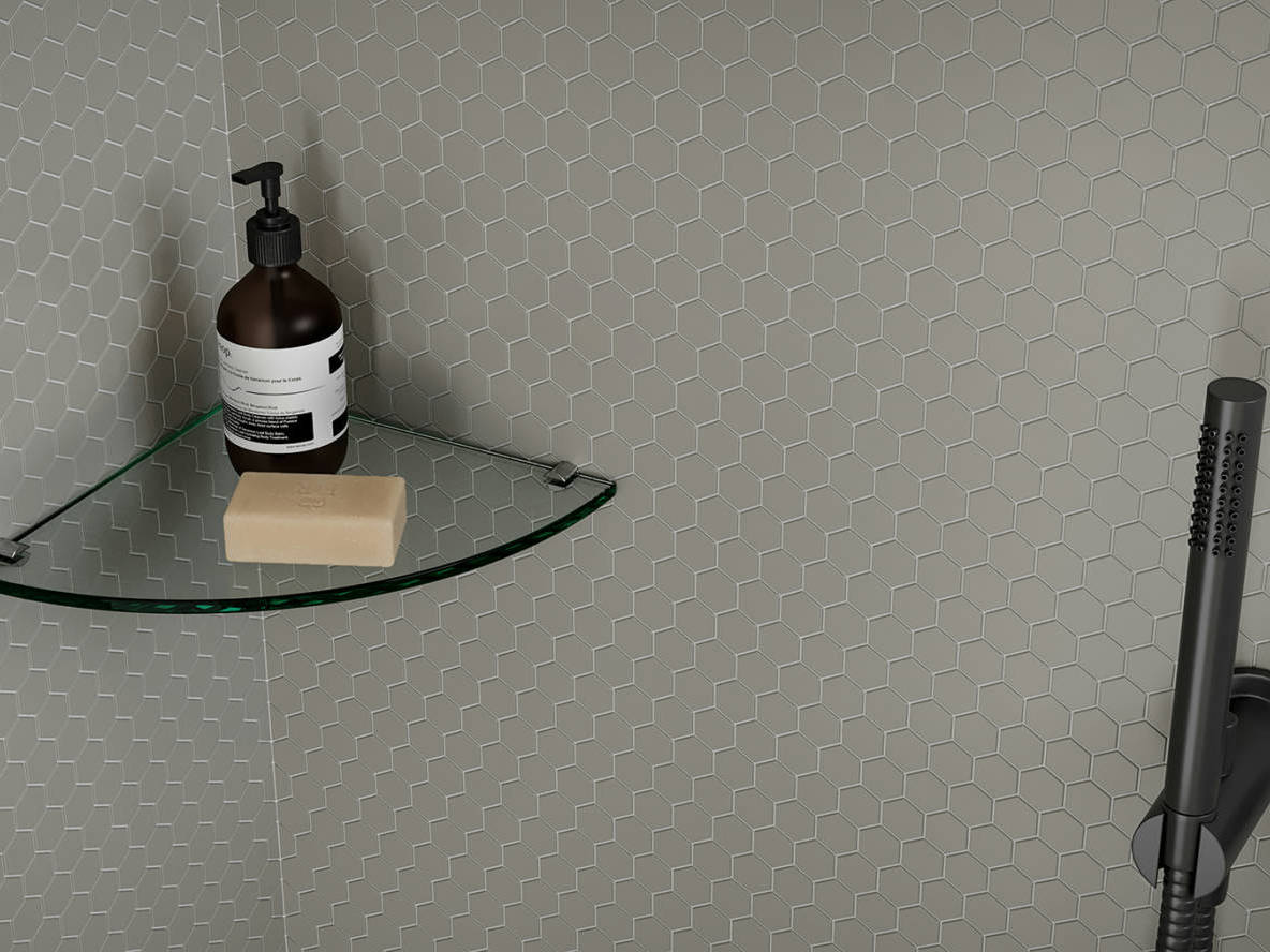 Traditions Taupe Matte 1in Hex Mosaic | Aromaz Home