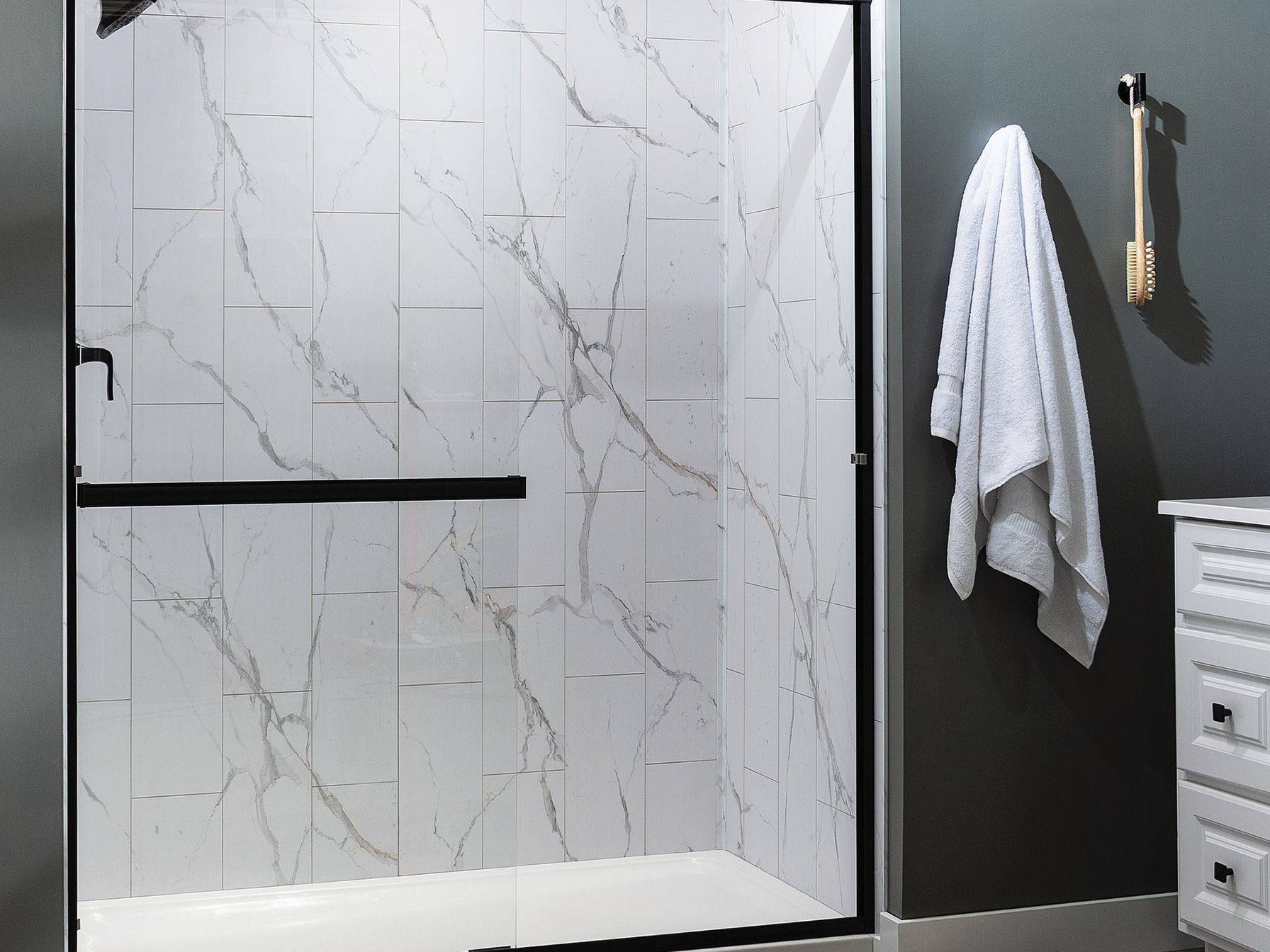 Carrara Marble Shower Wall Kit 30x60x78 | Aromaz Home