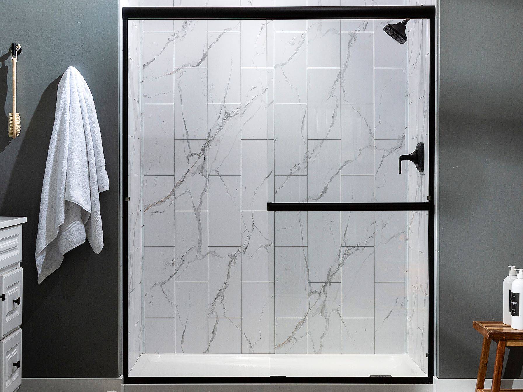 Carrara Marble Shower Wall Kit 32x60x78 | Aromaz Home
