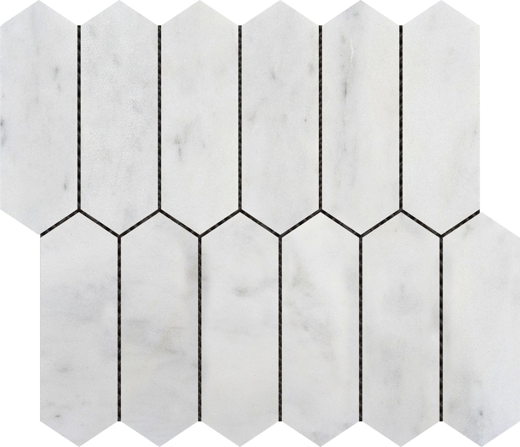 2"x6" Picket White Grey Marble | Aromaz Home