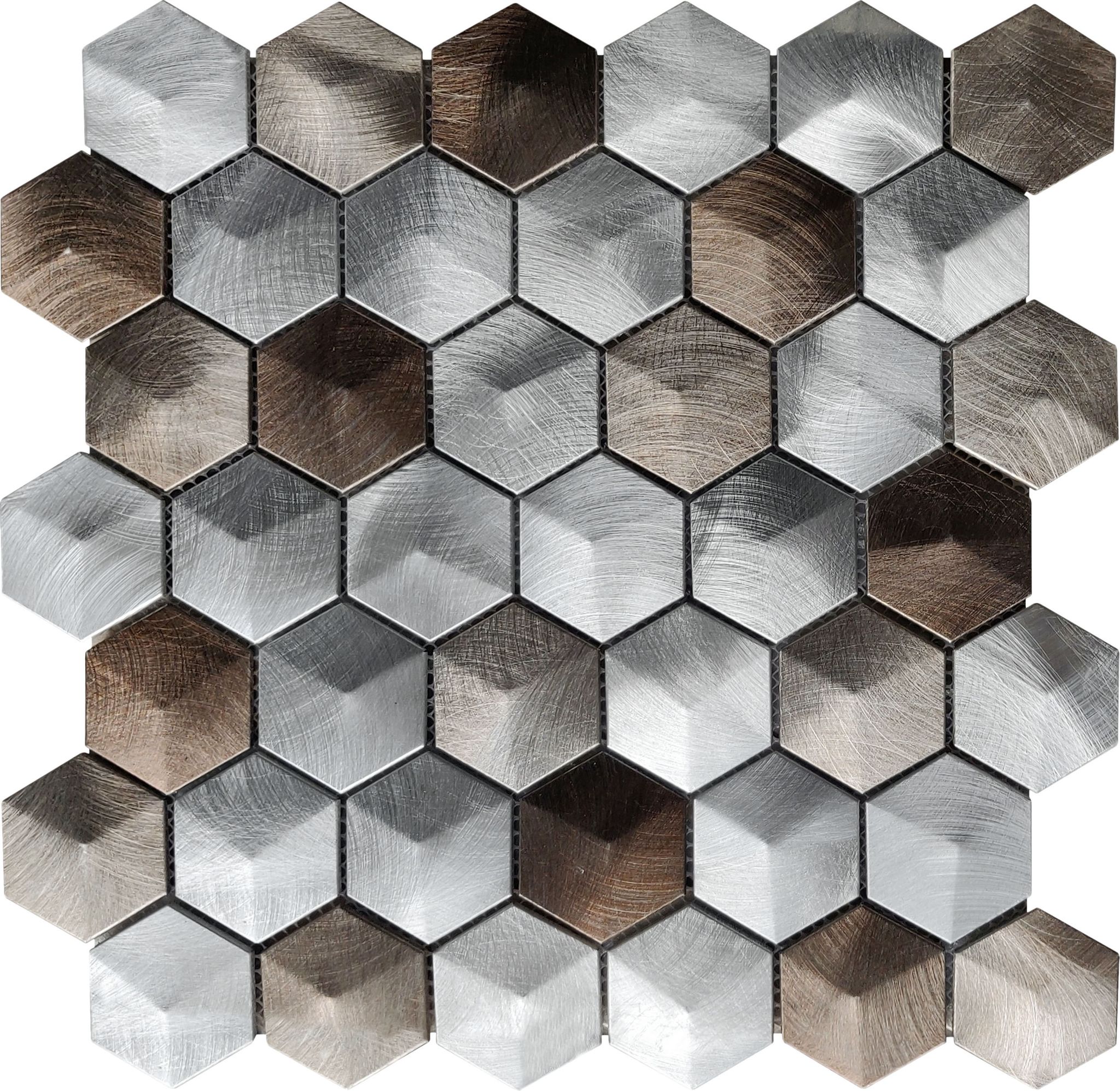 Aluminum Hexagon 19 Brown Mosaic | Aromaz Home