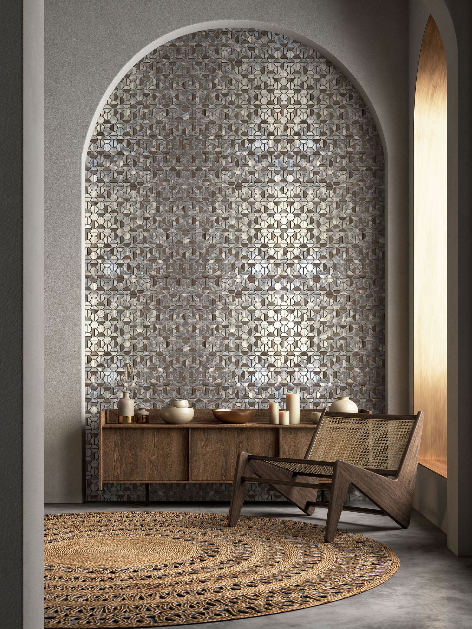 Aluminum & Marble Semi Circle 19 Brown | Aromaz Home