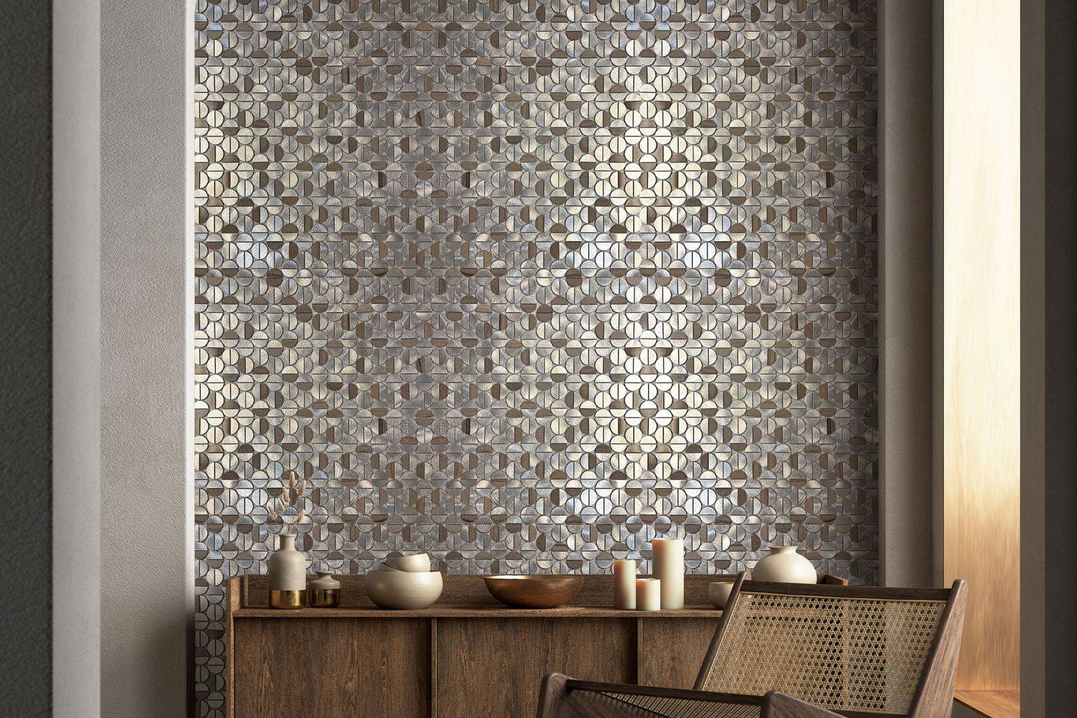 Aluminum & Marble Semi Circle Silver Brown | Aromaz Home