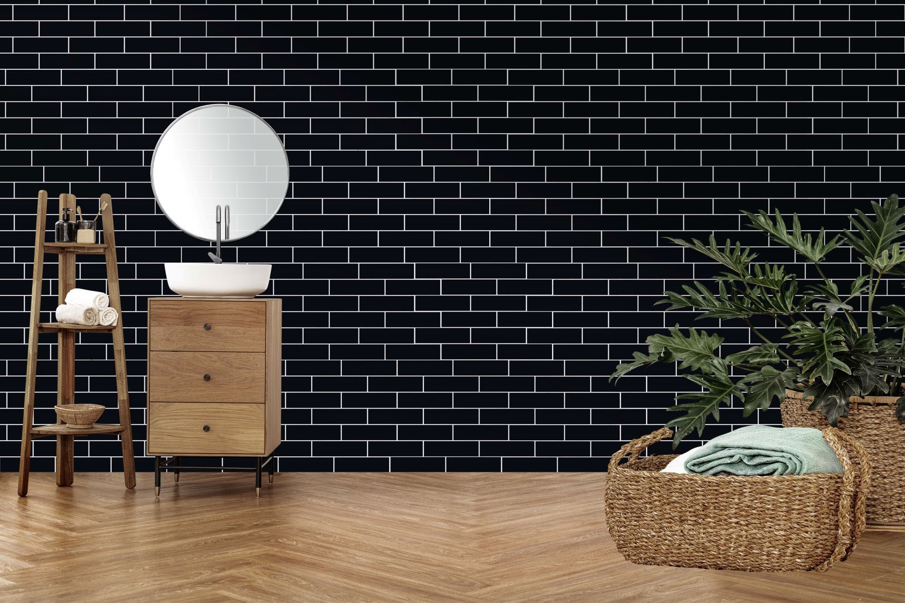 Black Brick Pattern Glossy Glazed Ceramic 2