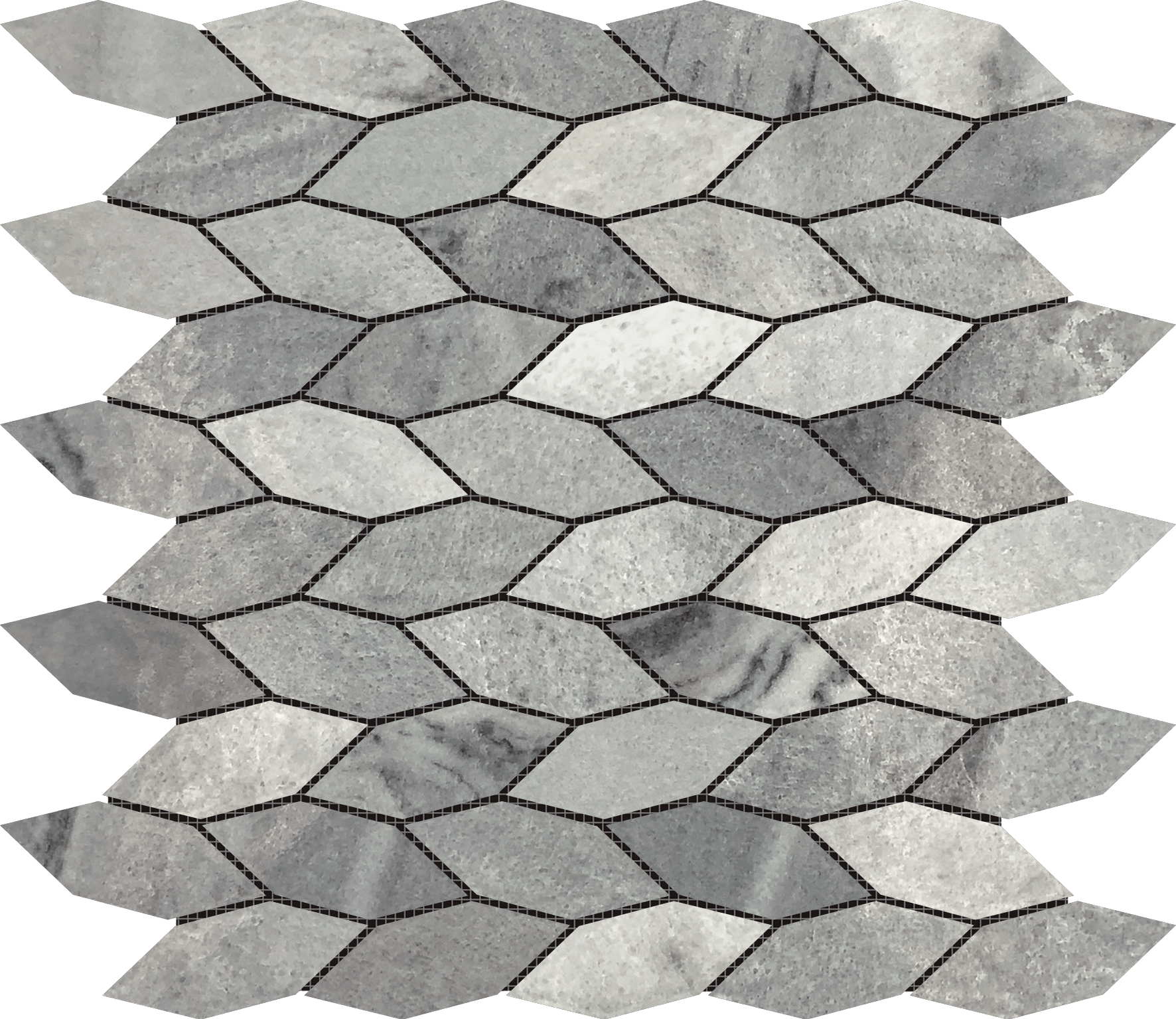 Elongated Hexagon Ice Grey "Leaves" Mosaic | Aromaz Home