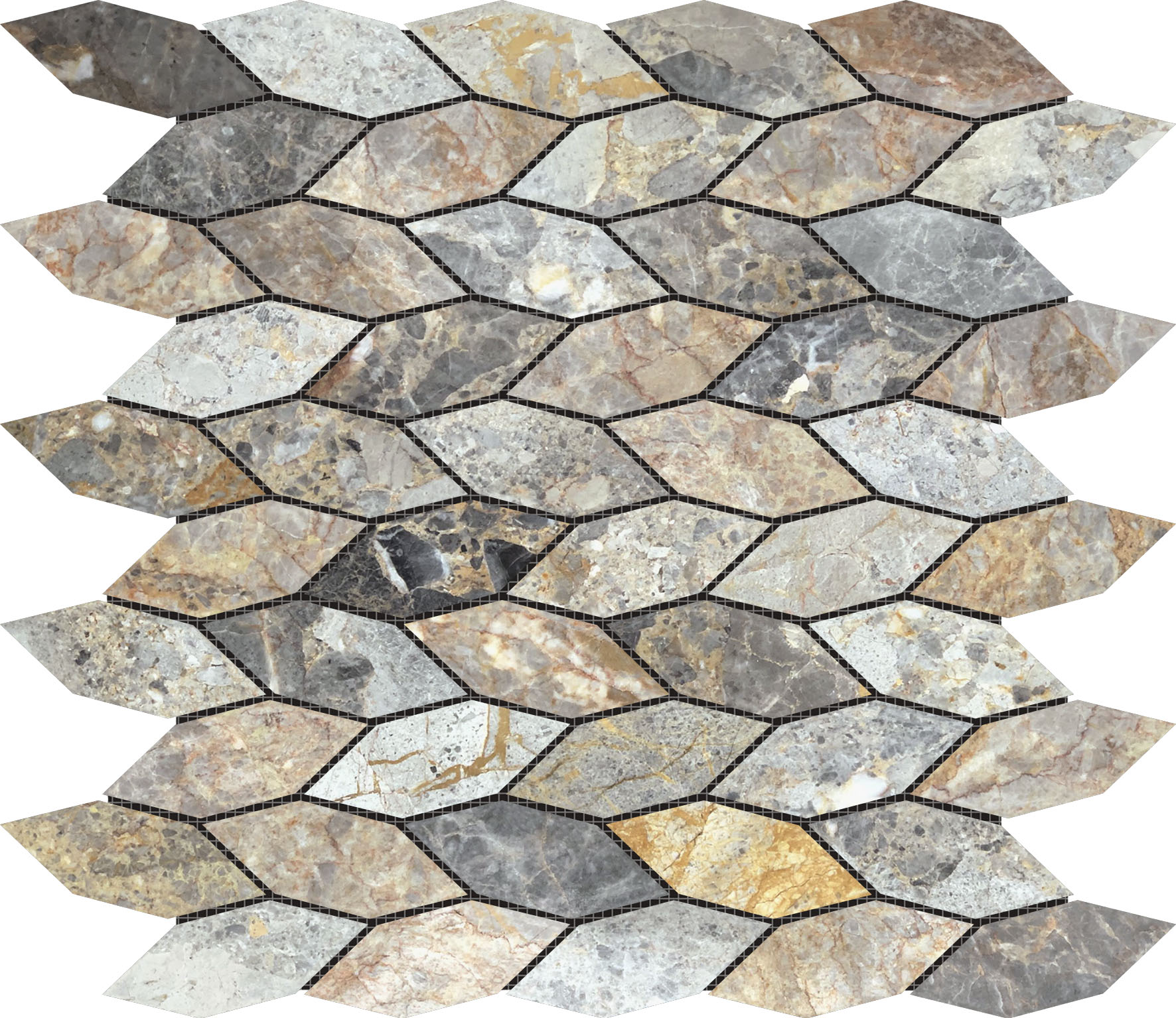 Elongated Hexagon Royal Vein "Leaves" Mosaic | Aromaz Home
