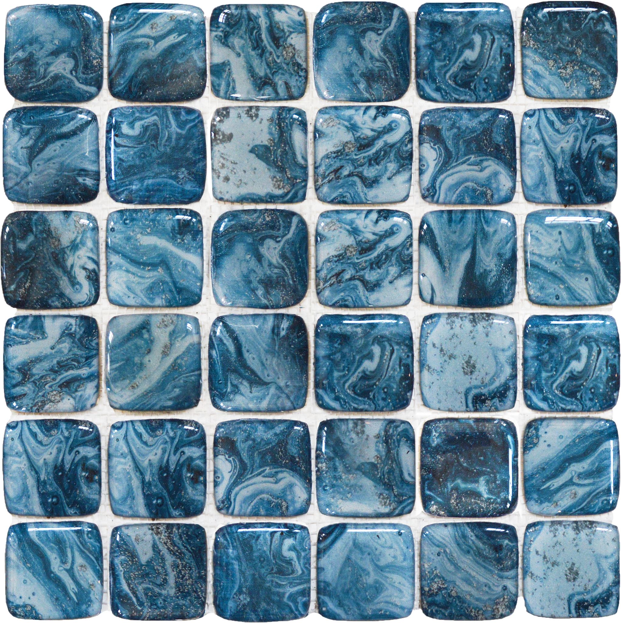 Glass Square Blue Marble Pattern Mix Mosaic | Aromaz Home