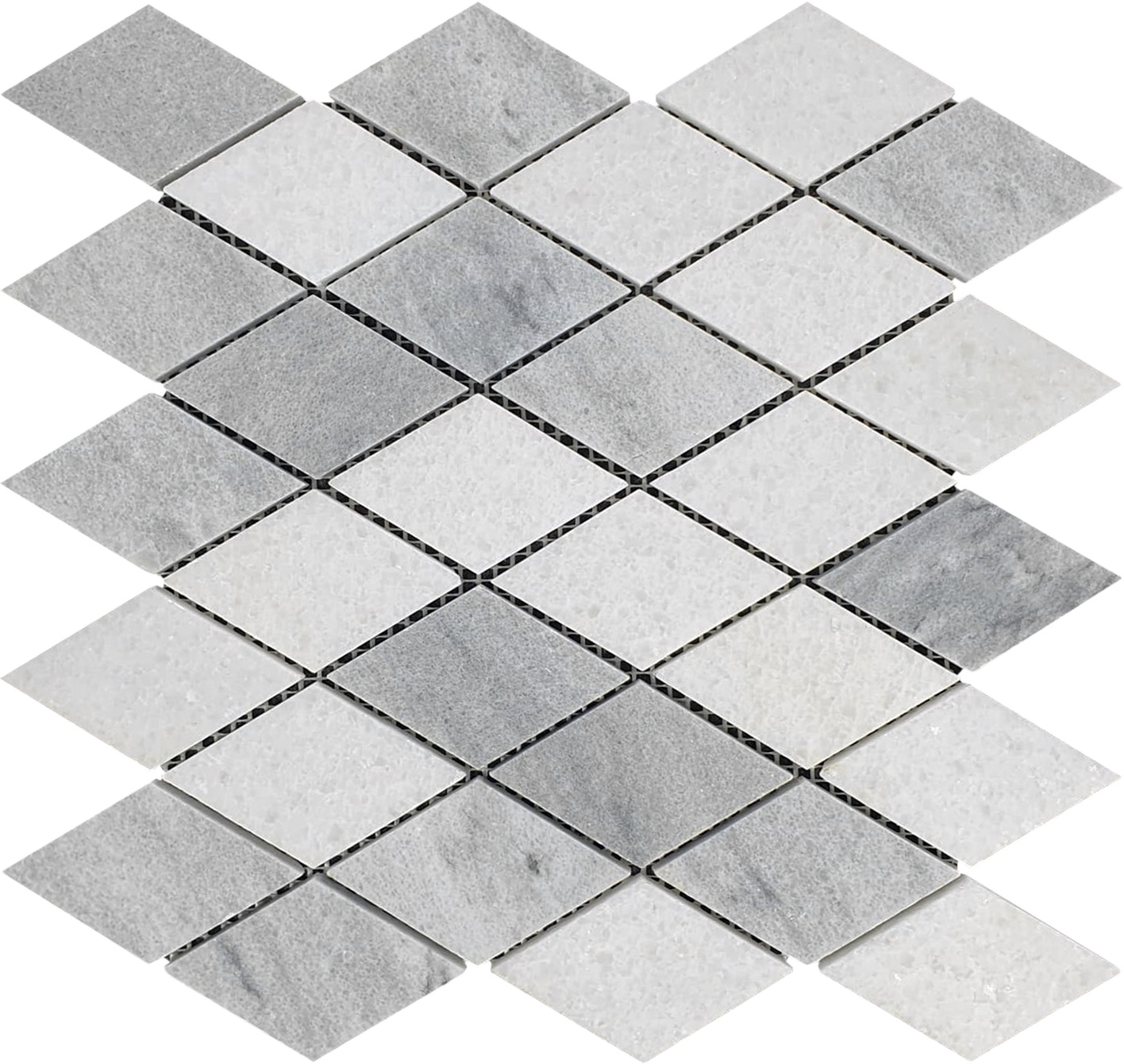 Grey White Multicolor Marble Diamond Honed 11.4"x11.3" | Aromaz Home
