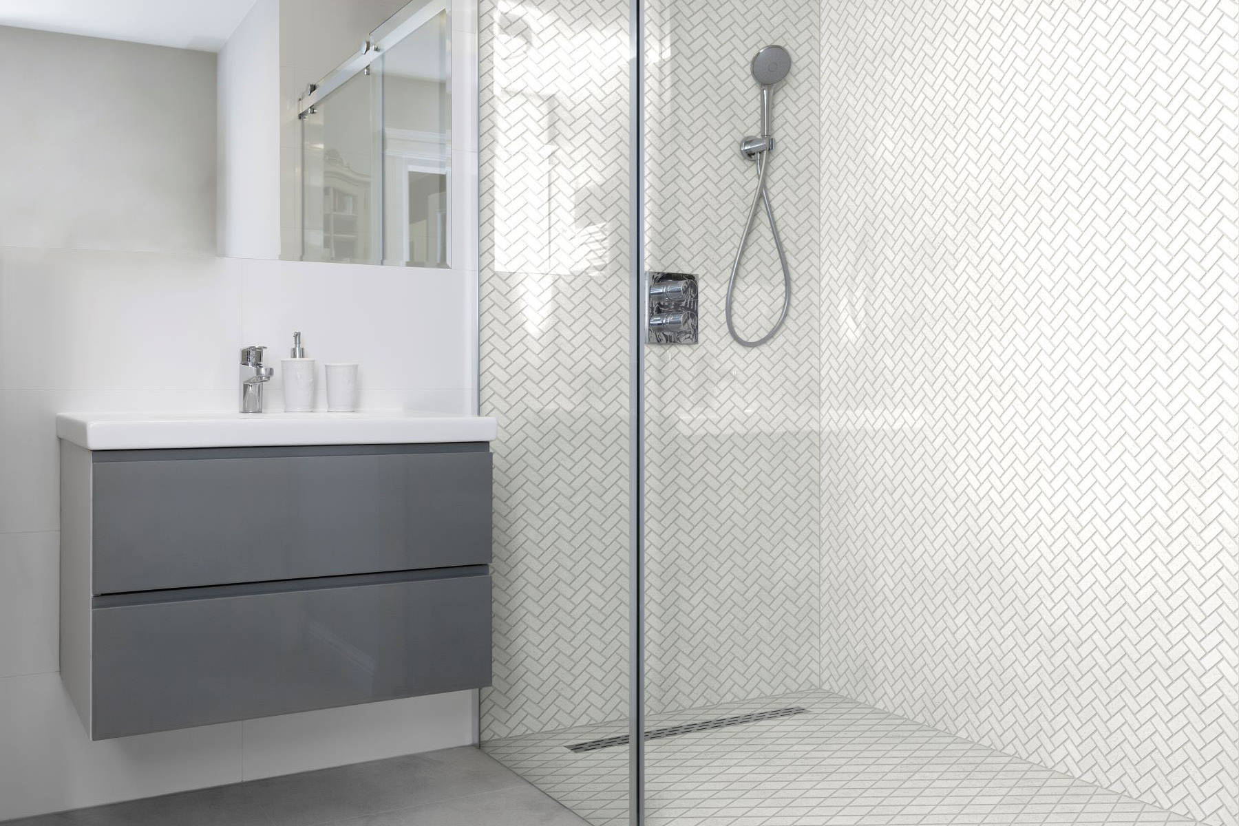 Herringbone Crystal + Crystal White Marble Diamond | Aromaz Home