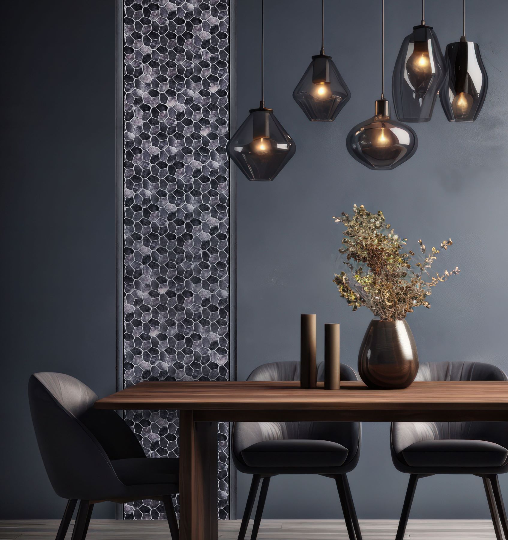 Hexagon Aluminum Mix Grey 11.4"x12.2" | Aromaz Home