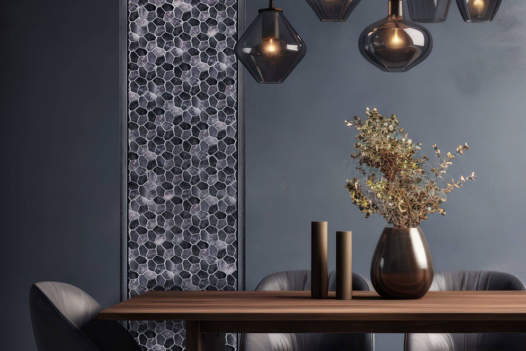 Hexagon Aluminum Mix Grey Mosaic | Aromaz Home