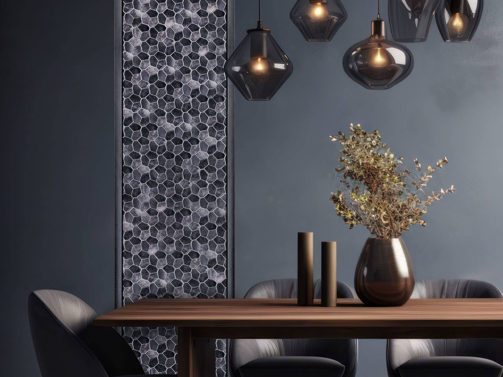 Hexagon Aluminum Mix Grey Mosaic  | Aromaz Home