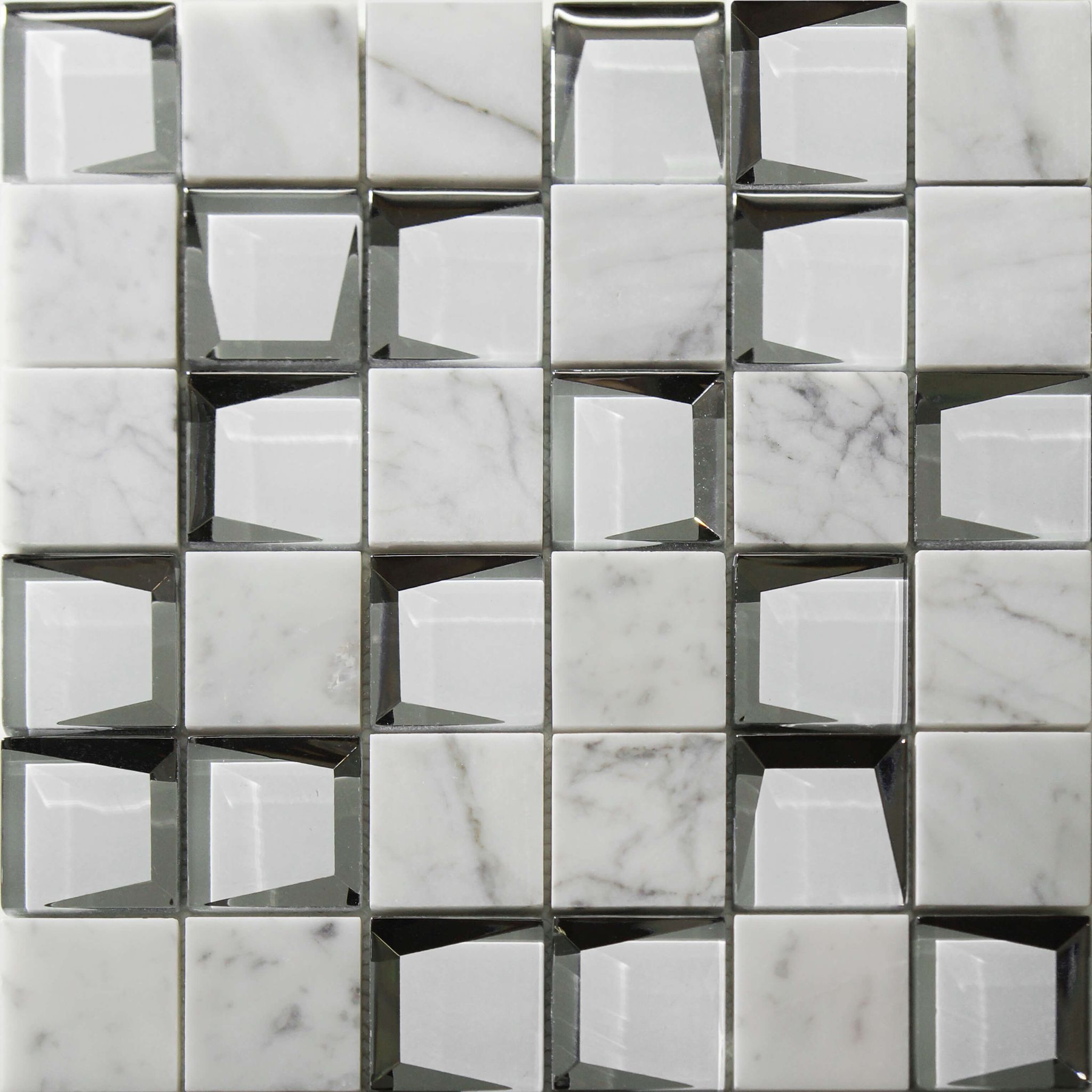 Marble & Glass 2"x2" White Mix Mosaic | Aromaz Home