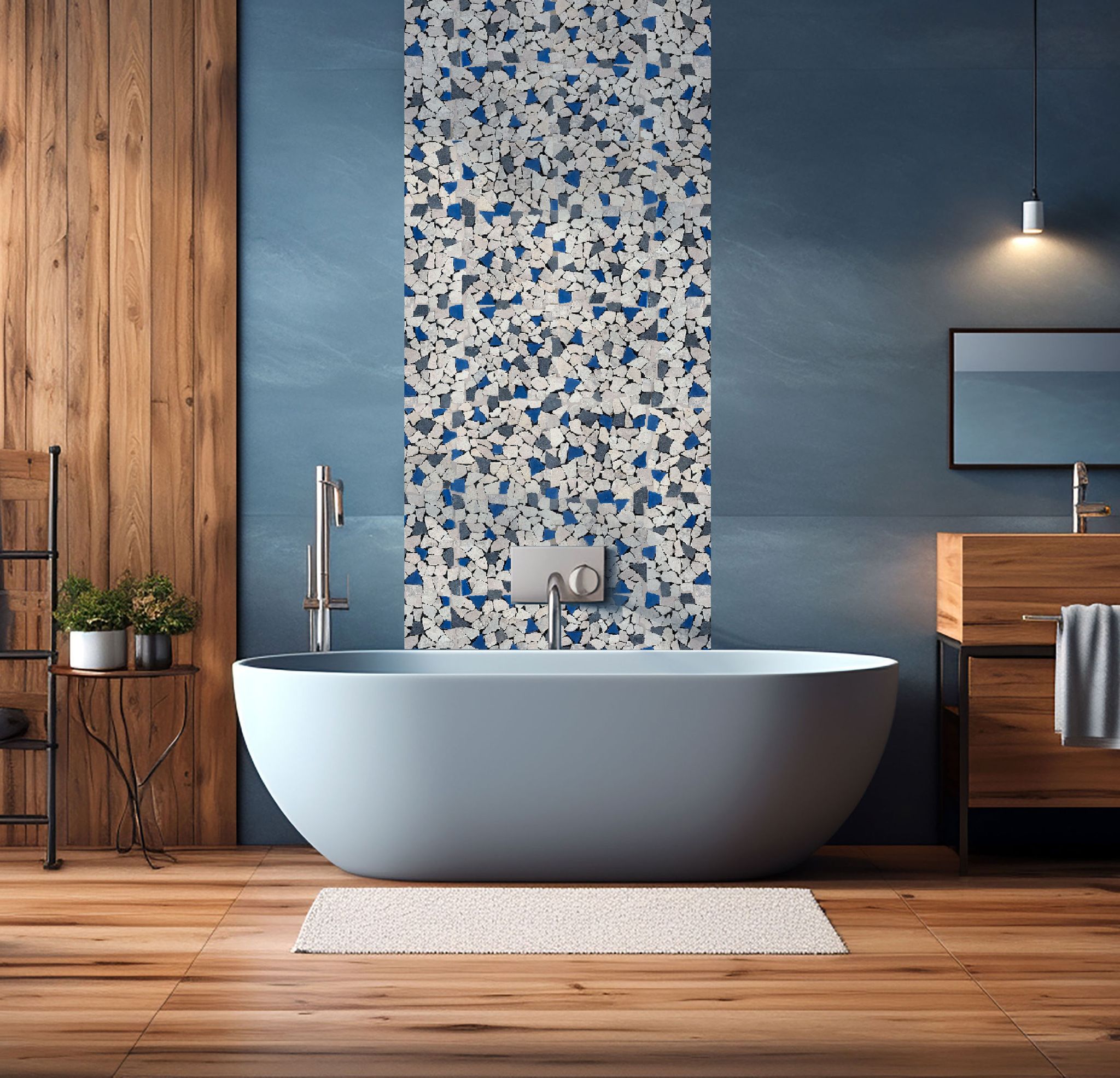 Mini Opus Beige Grey Marble Mix & Blue Glass | Aromaz Home