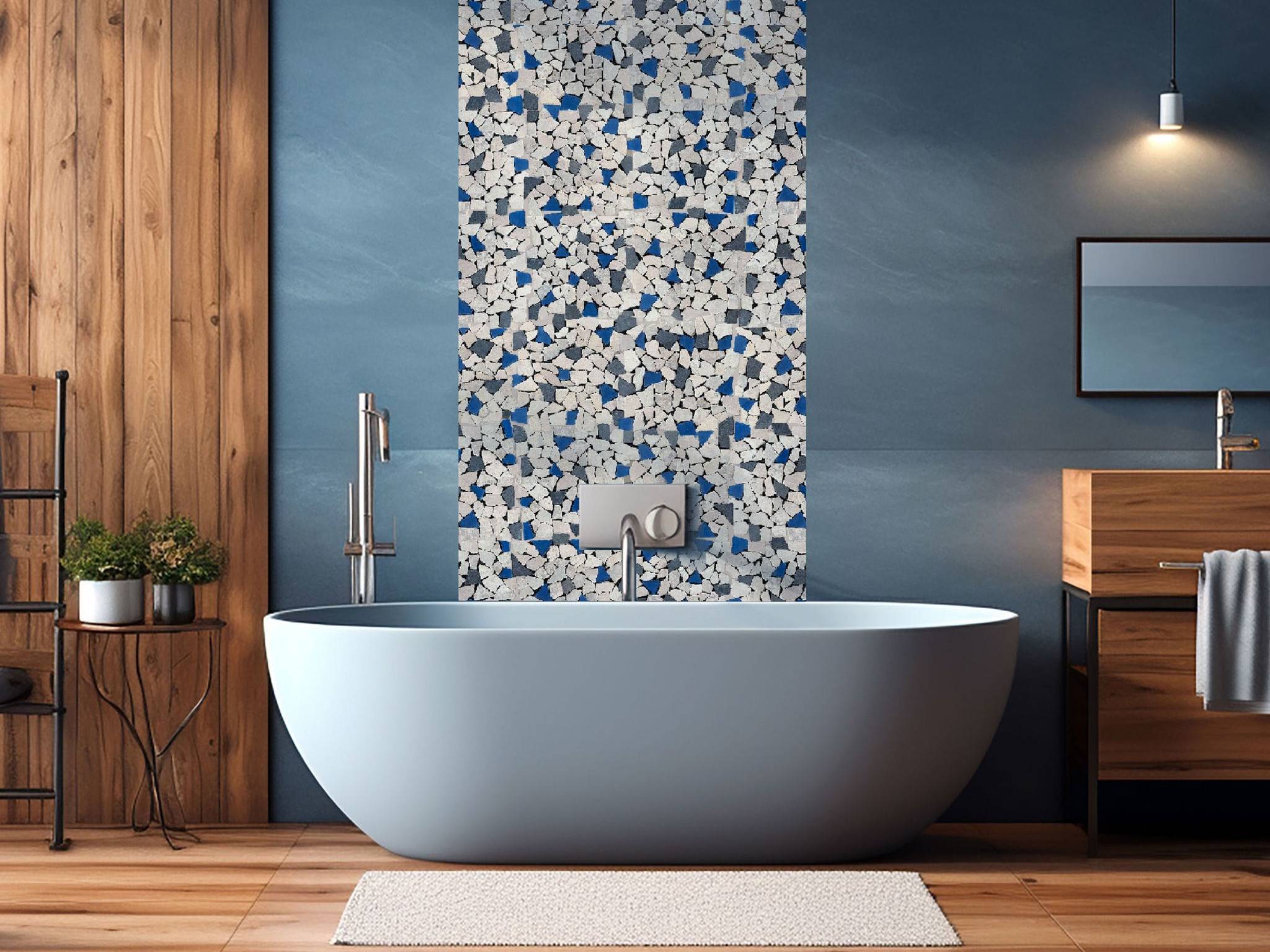 Mini Opus Beige Grey Marble Mix & Blue Glass | Aromaz Home