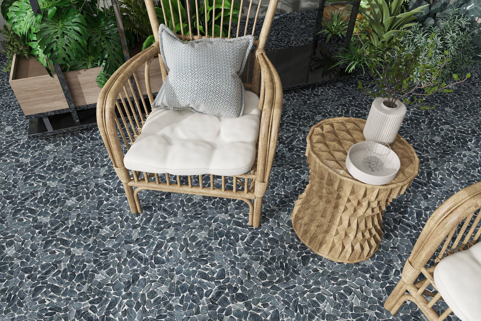 Mini Opus Matte Grey Mix Marble Stone Interlocking | Aromaz Home