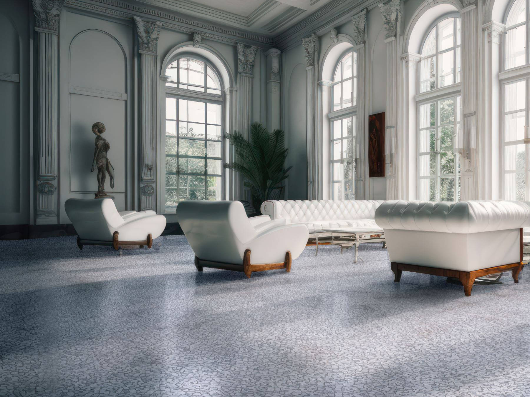 Mini Opus Matte White Grey Marble Stone Interlocking 2 | Aromaz Home