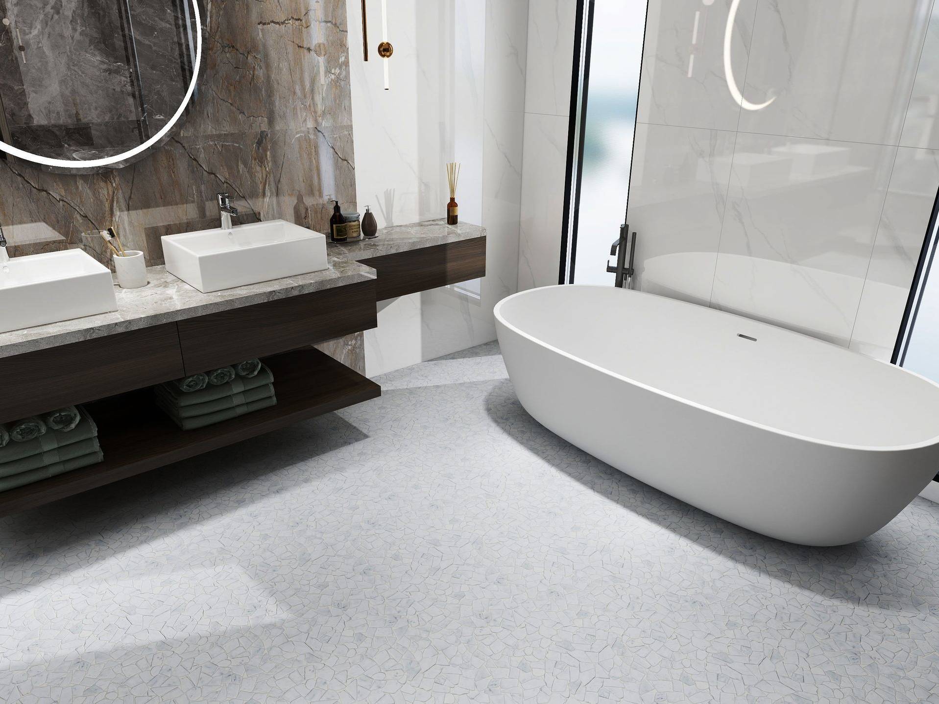 Mini Opus Matte White Grey Marble Stone Interlocking | Aromaz Home