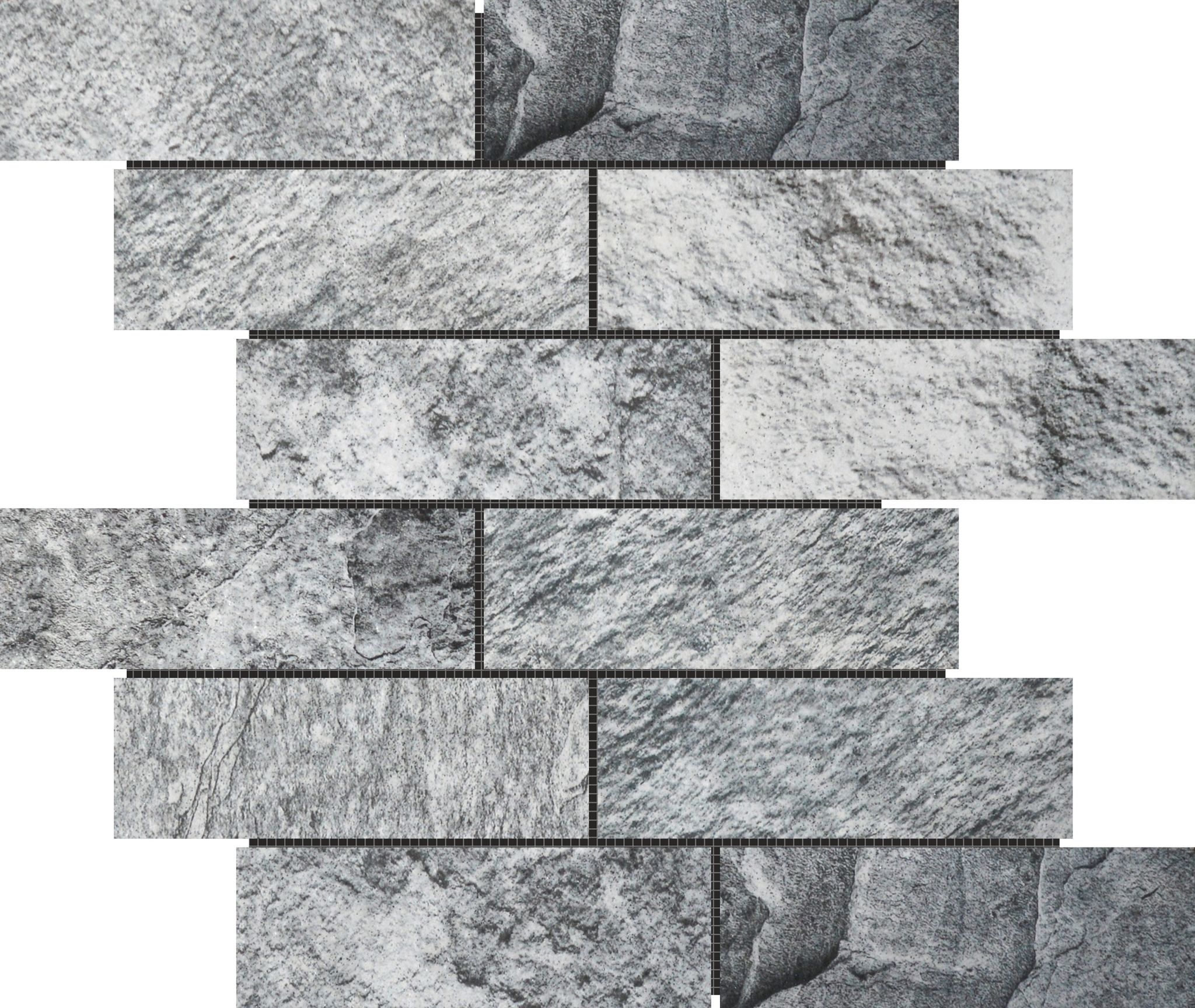 Slate Stone Grey Glazed Ceramic 2"x6" Brick Mosaic | Aromaz Home
