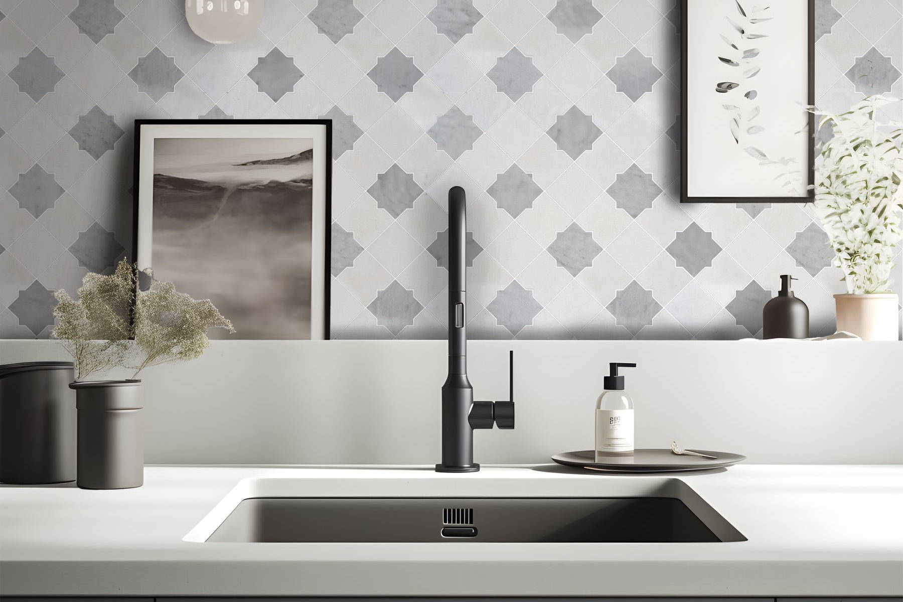 Star & Square White & Grey Mix Marble | Aromaz Home