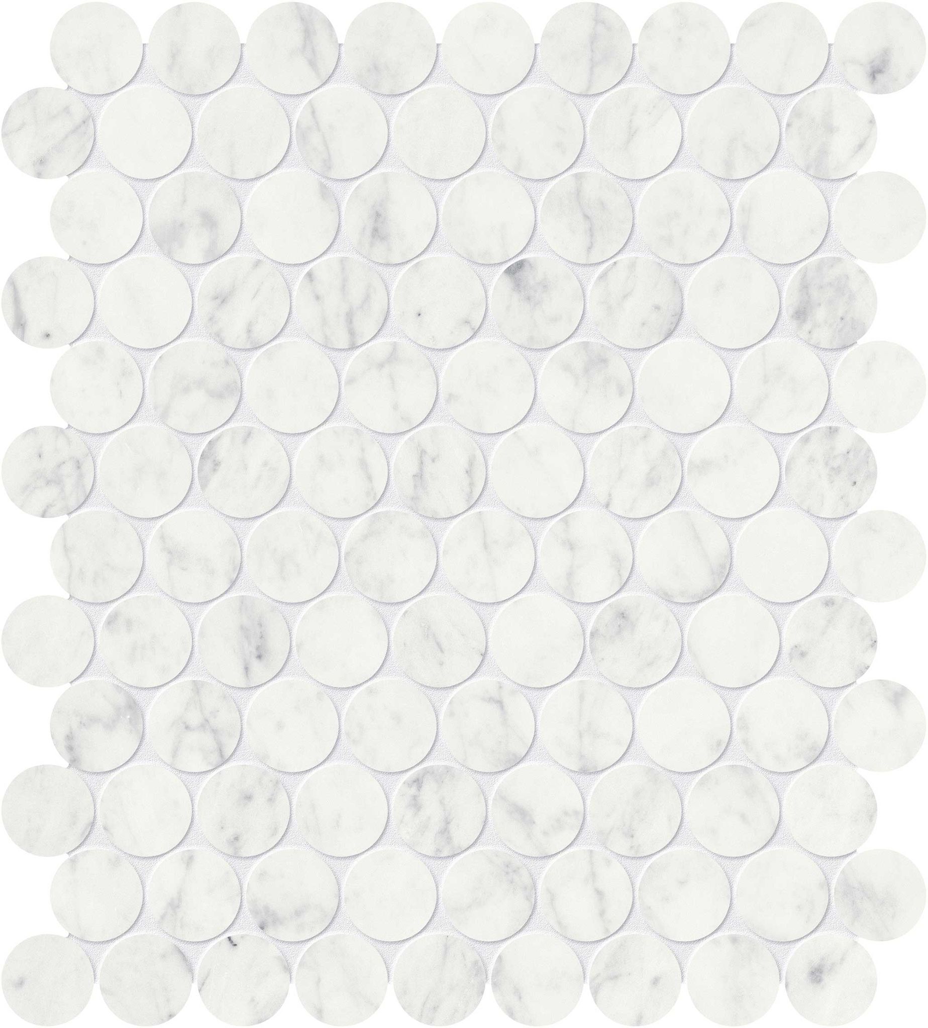 Eterna Bianco 1.25 Polished Penny Round Mosaic | Aromaz Home