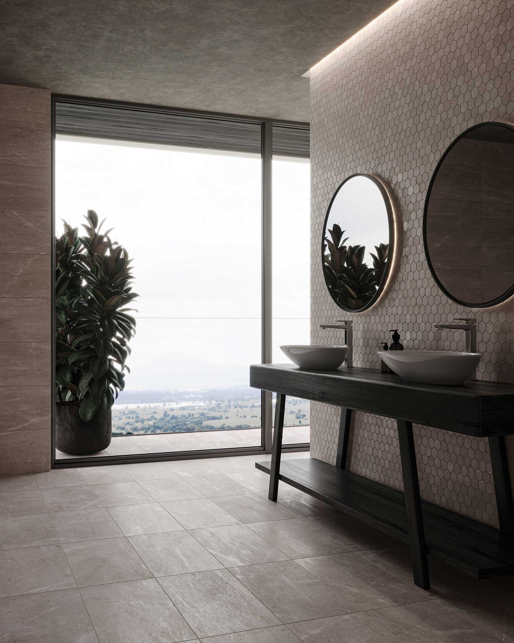 Ritz Gray 2 Hexagon Mosaic | Aromaz Home