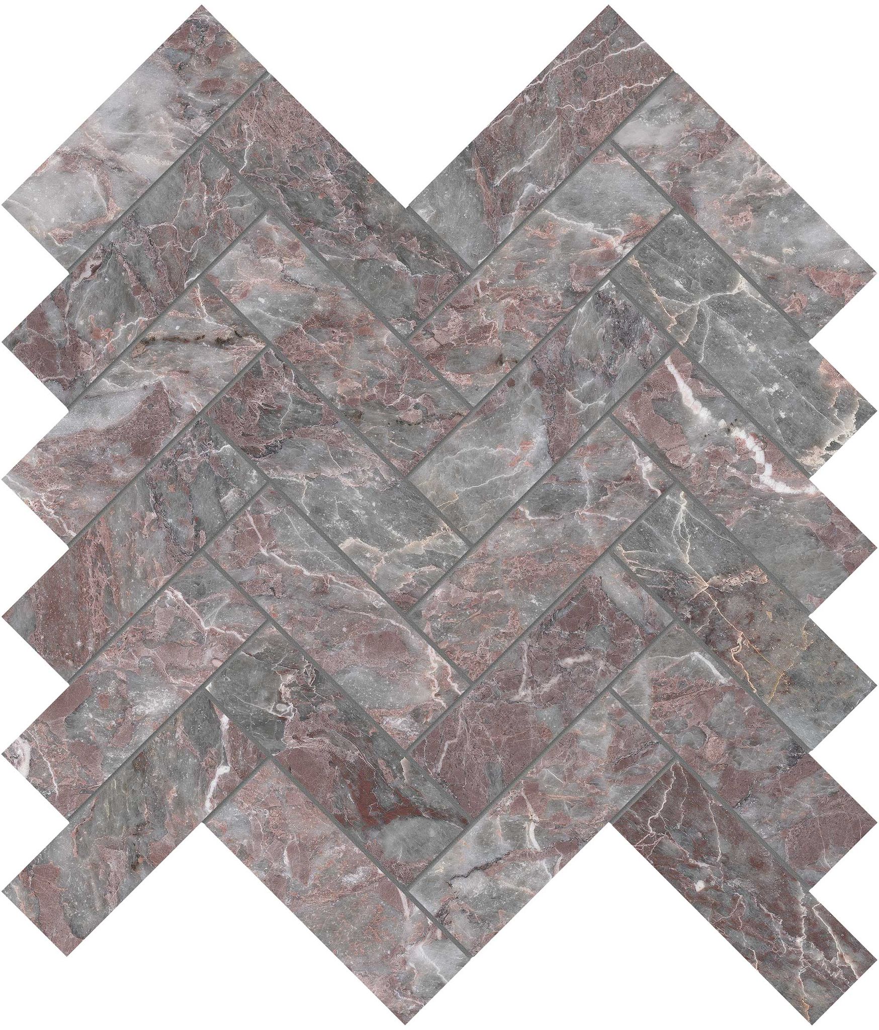 Sereno Burgundy 1.25x4 Herringbone Mosaic | Aromaz Home