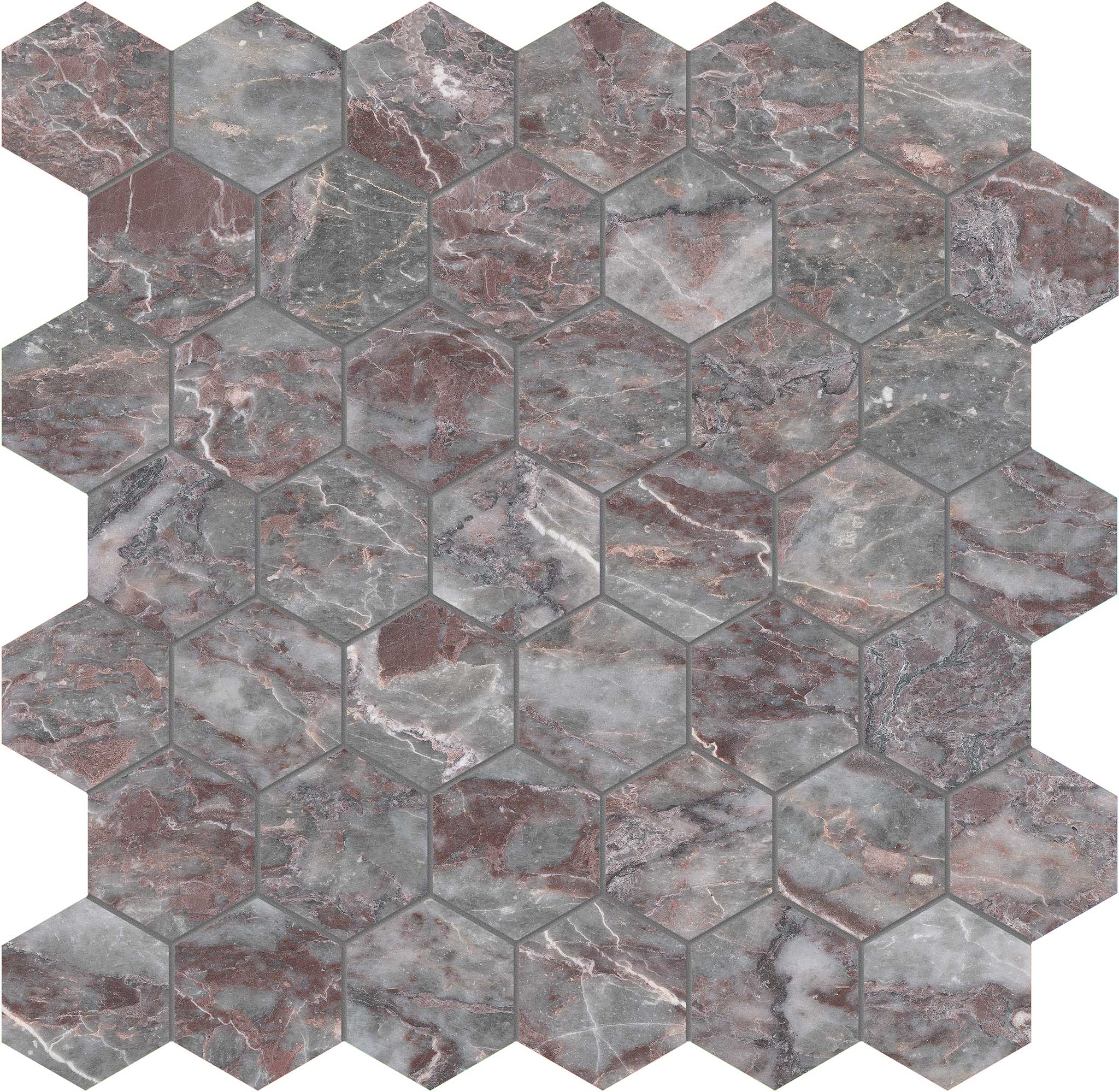 Sereno Burgundy 2 Hexagon Mosaic | Aromaz Home