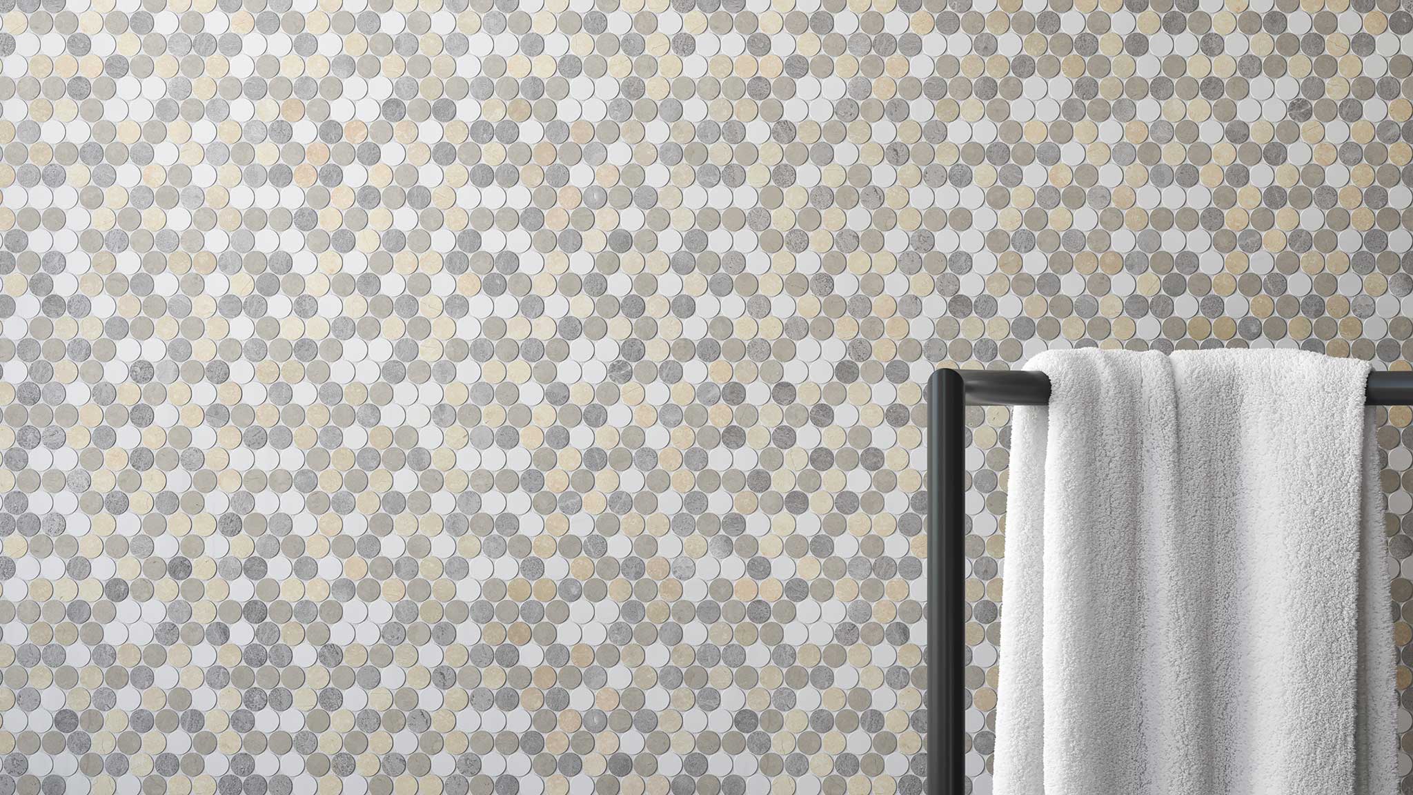 Utopio 1.25 Penny Round Dune Mosaic | Aromaz Home