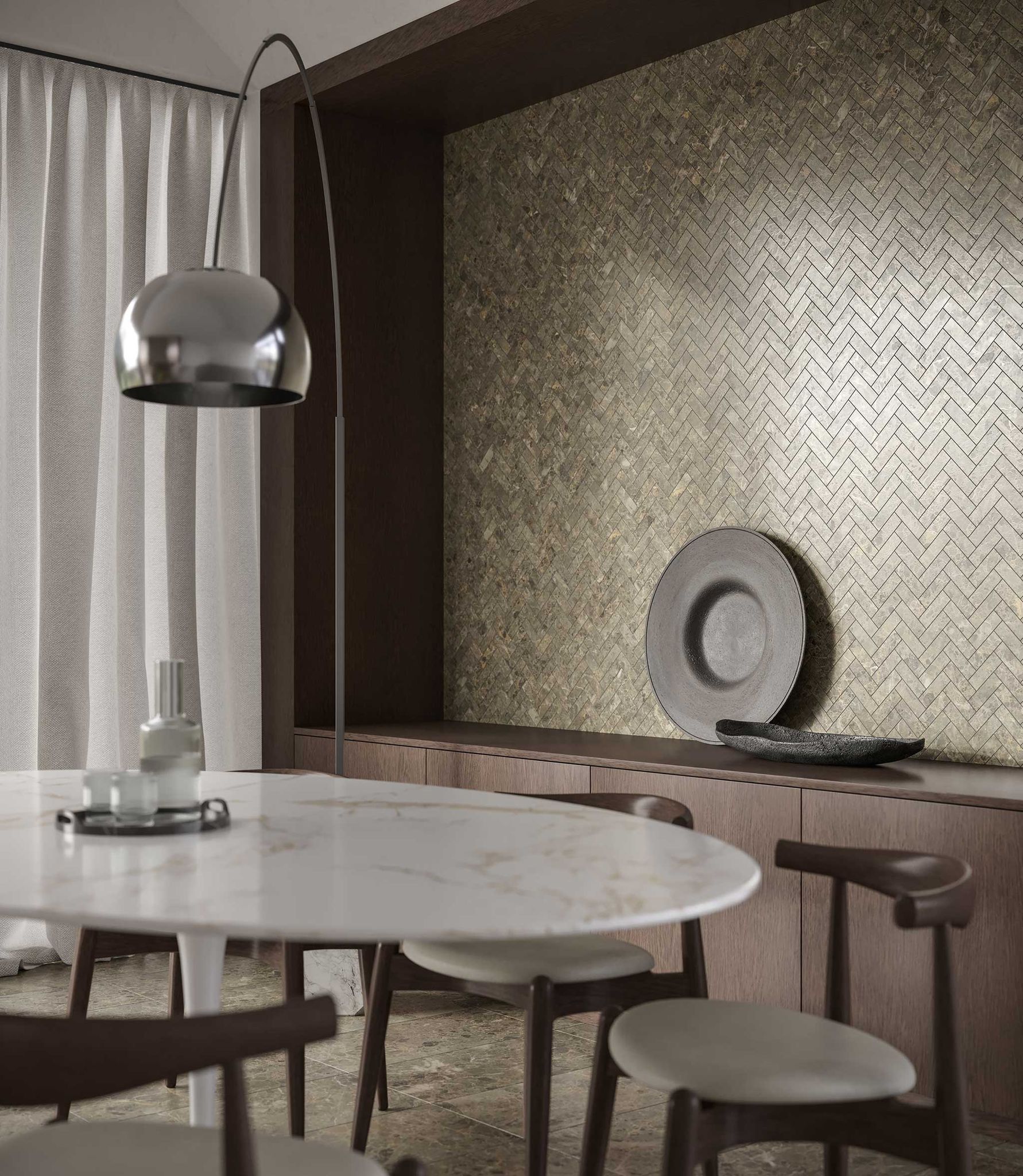 Velutto Ash 1.25x4 Herringbone Mosaic | Aromaz Home