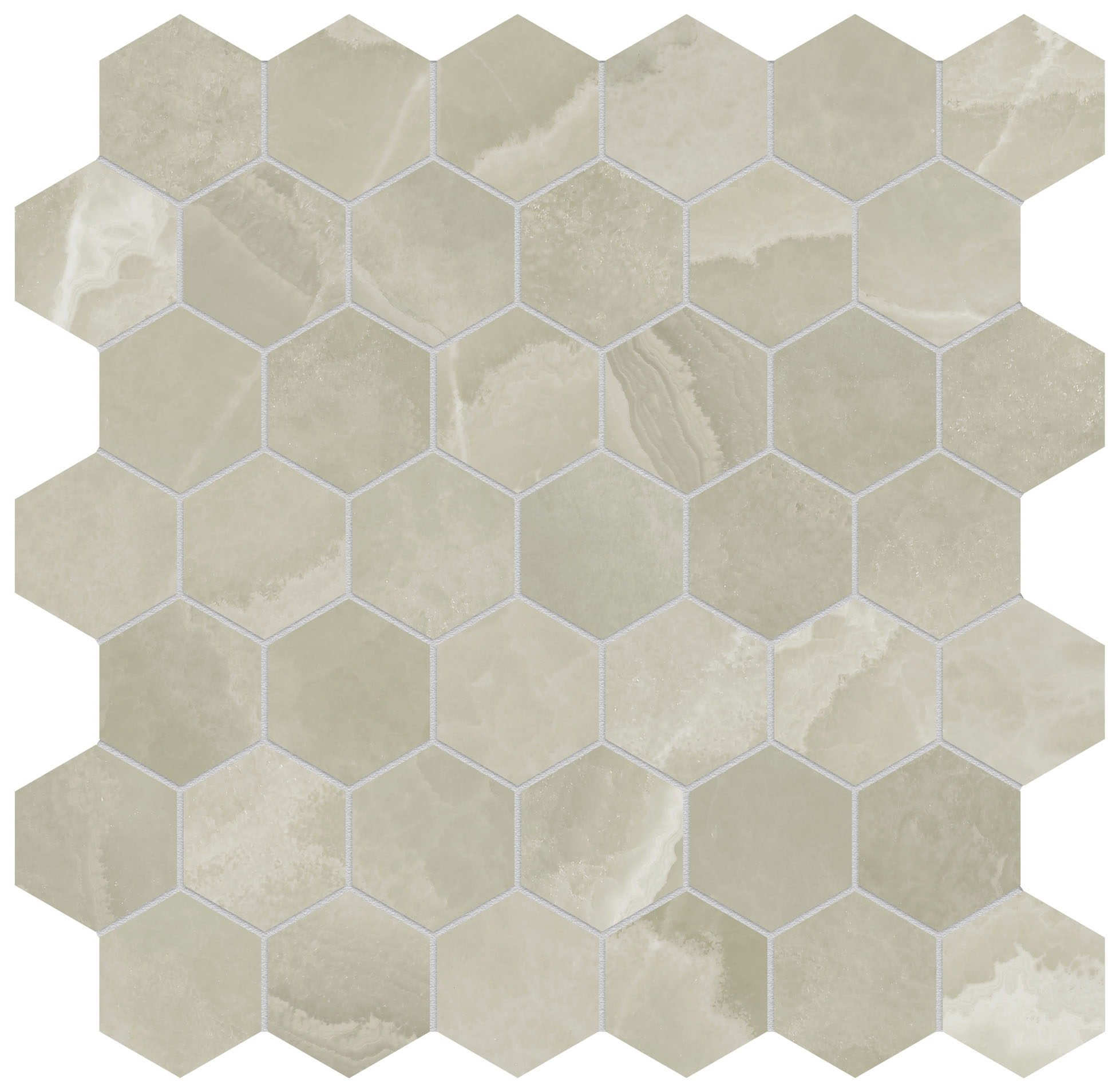 Lustra 2" Hex Onyx Sage Honed | Aromaz Home
